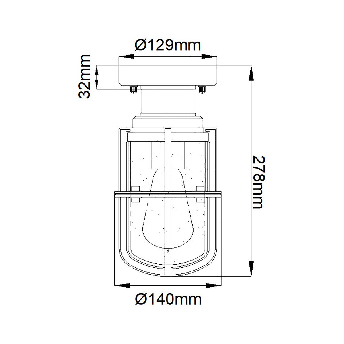 Suri Ceiling Lantern Textured Black - KL-SURI-F