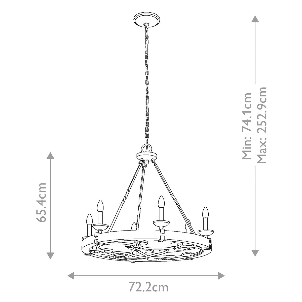 Taulbee 6 Light Chandelier Weathered Zinc - KL-TAULBEE6