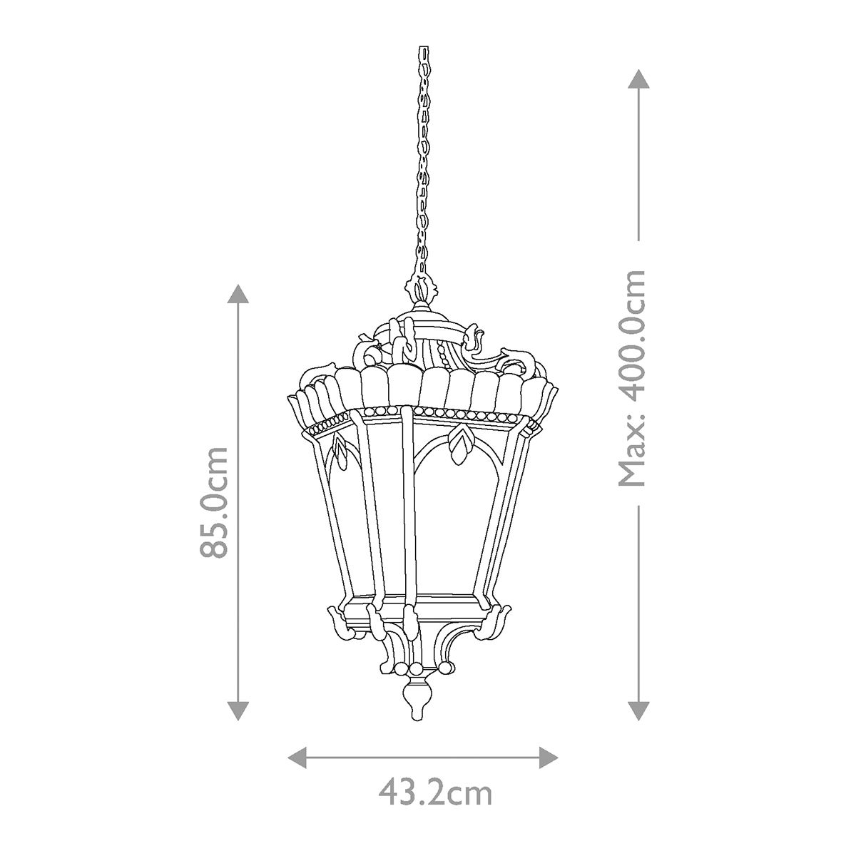 Tournai 4 Light Grand Extra Large Chain Lantern Londonderry - KL-TOURNAI8G-XL