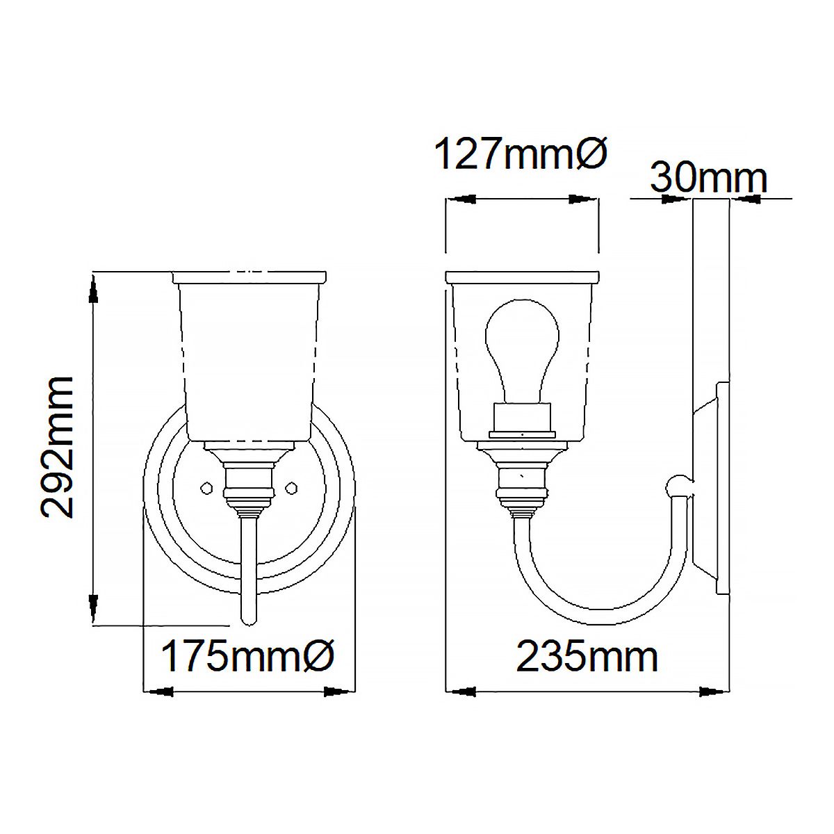 Waverly 1 Light Wall Light Natural Brass - KL-WAVERLY1-NBR