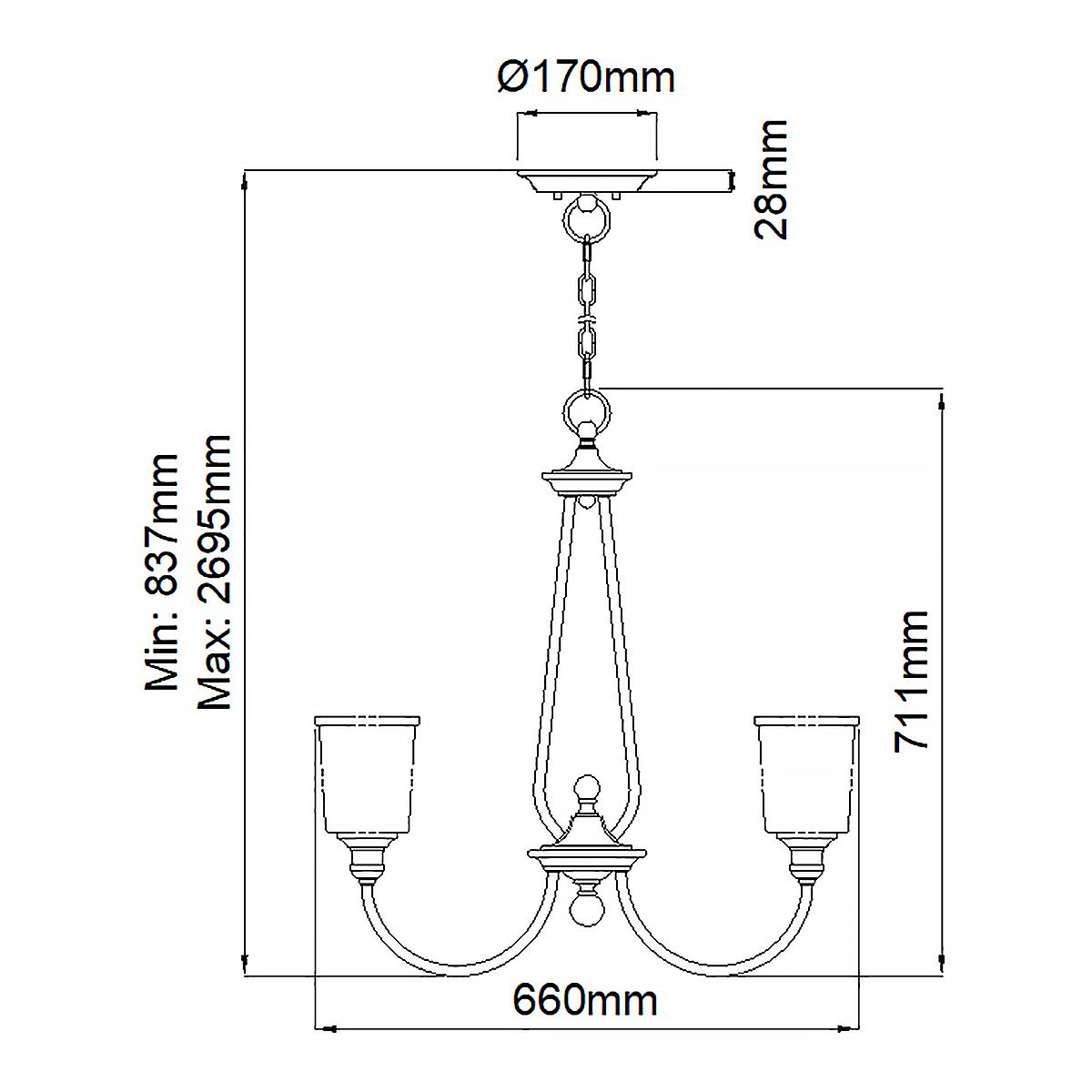 Waverly 5 Light Chandelier Natural Brass - KL-WAVERLY5-NBR