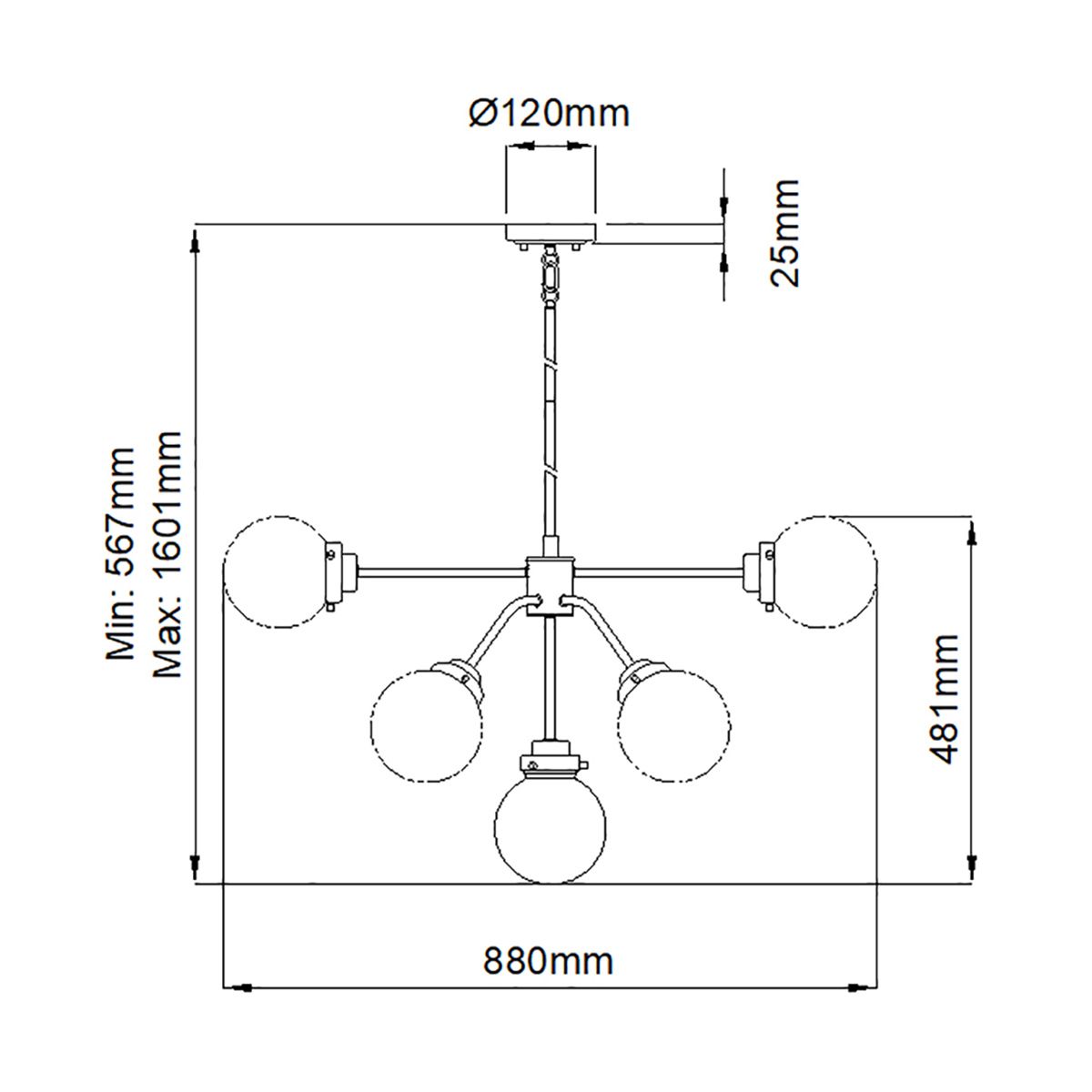 Kula 9 Light Chandelier Polished Nickel - KULA9