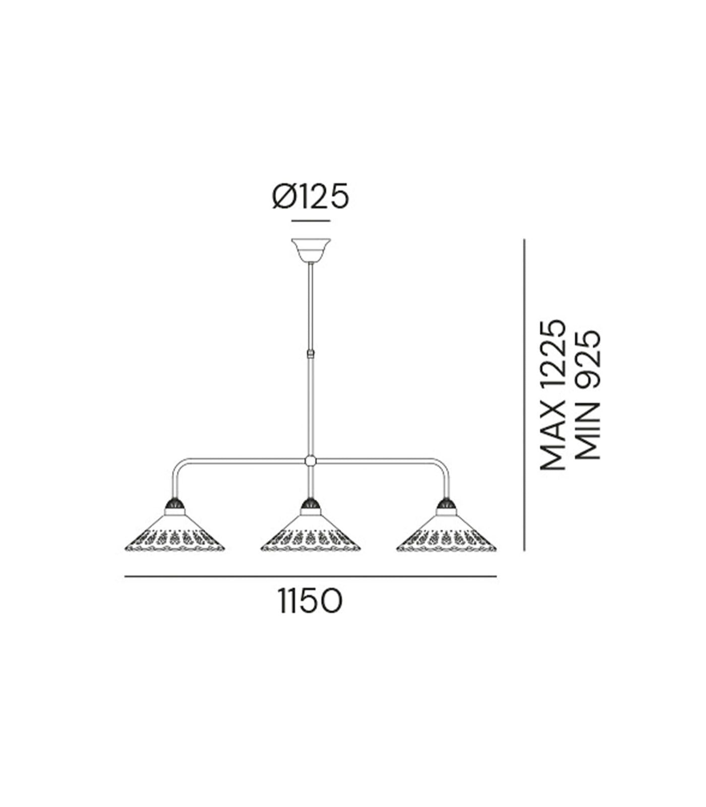 Fiori Di Pizzo Suspension Pendant Light Antique Brass & White - IL.065.25.OC