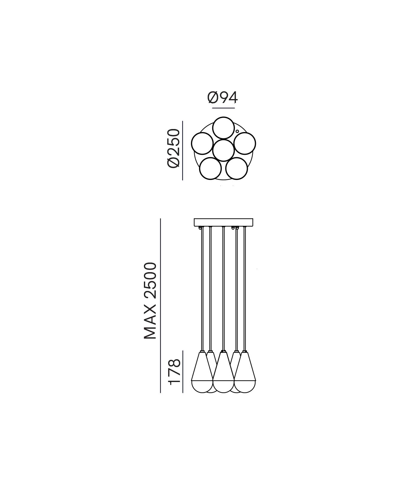 Dew Cluster Pendant Light Iron - IL.289.12.FFT