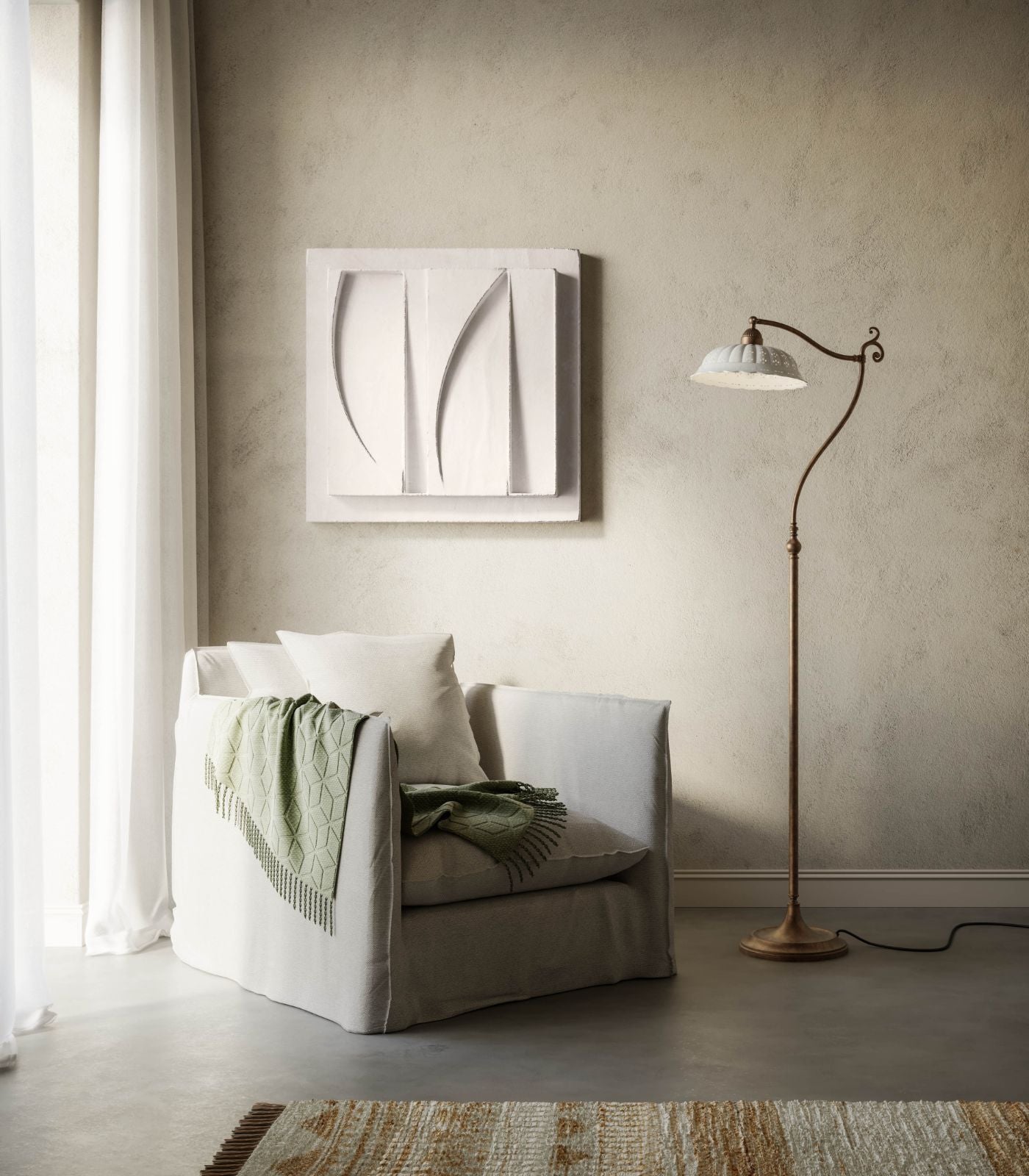 Anita Floor Lamp Pre Aged & White - IL.061.53.OC