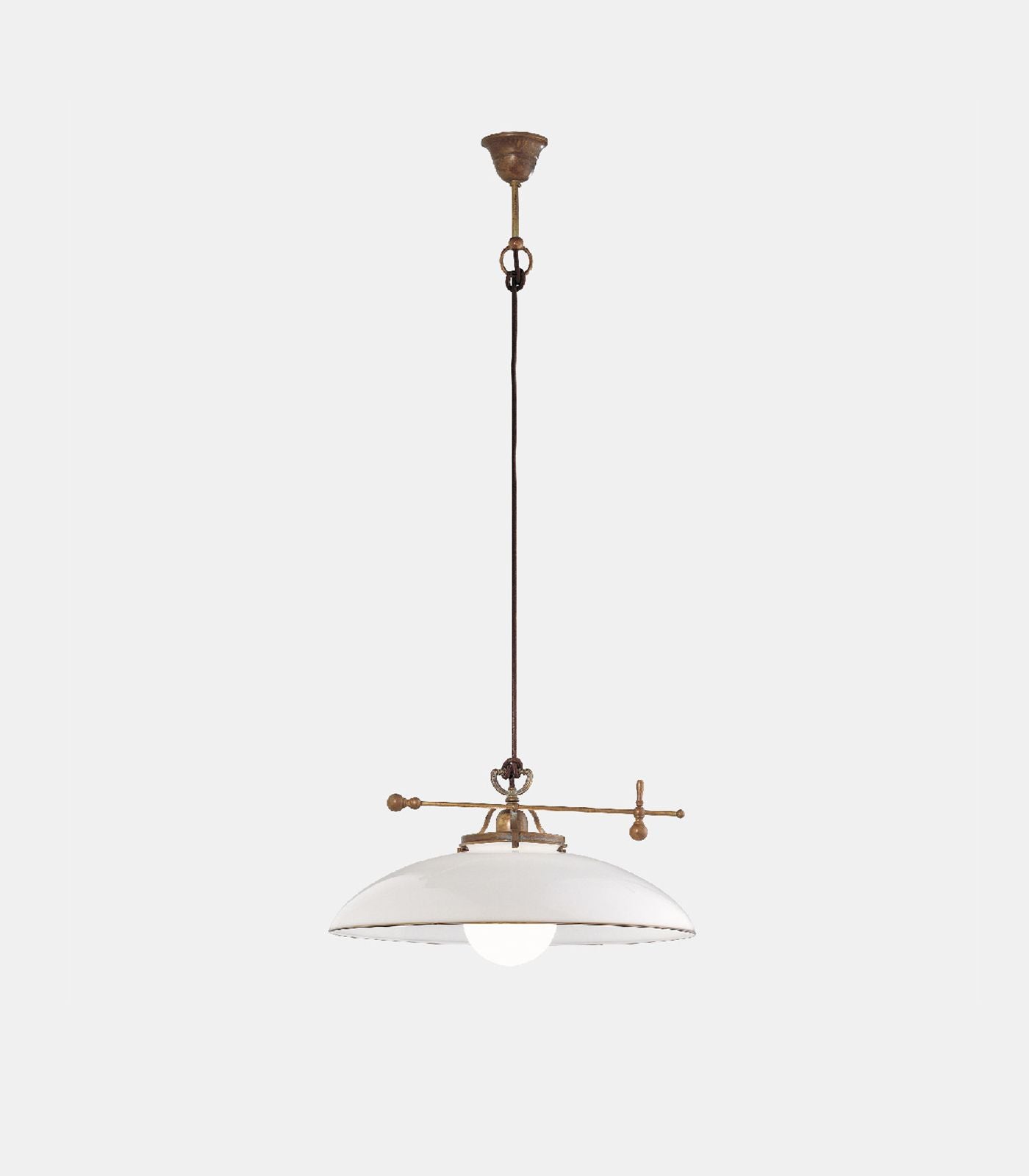 Country Curve Pendant Light Counterweight White & Brass - IL.080.10.OV