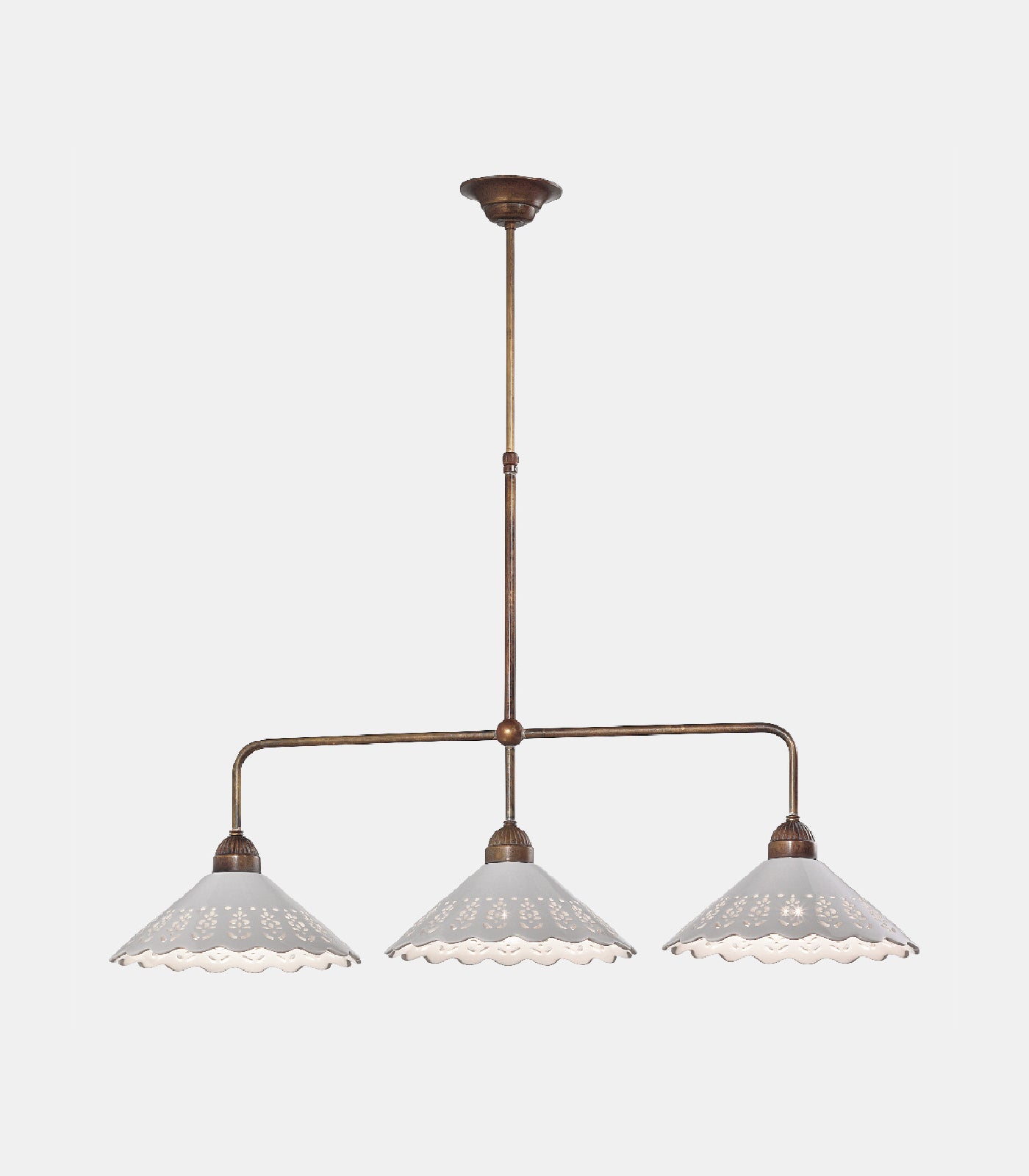 Fiori Di Pizzo Suspension Pendant Light Antique Brass & White - IL.065.25.OC