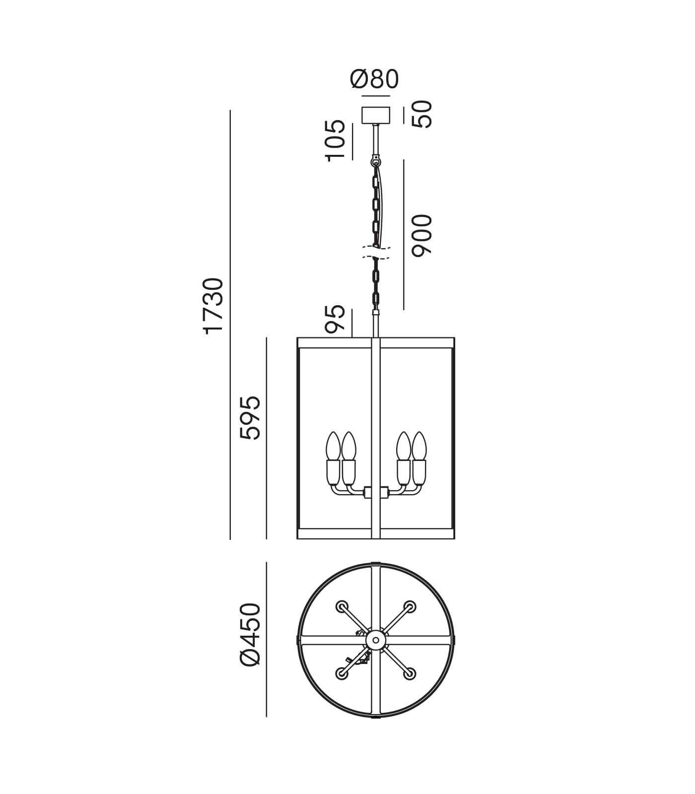 London Large Round Pendant Light Antique Iron - IL.205.36.FF