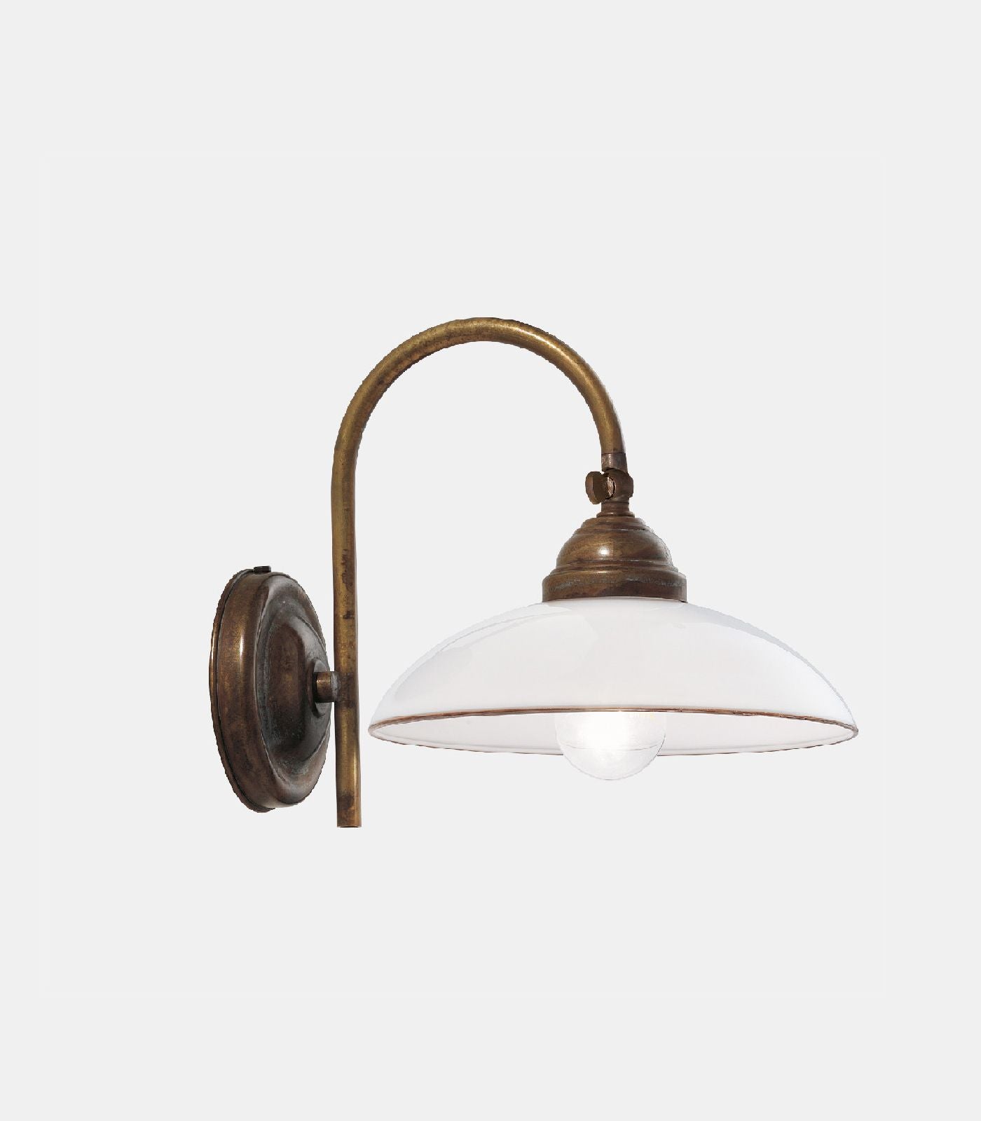 Country Tall Curve Wall Light White & Antique Brass - IL.082.19.OV