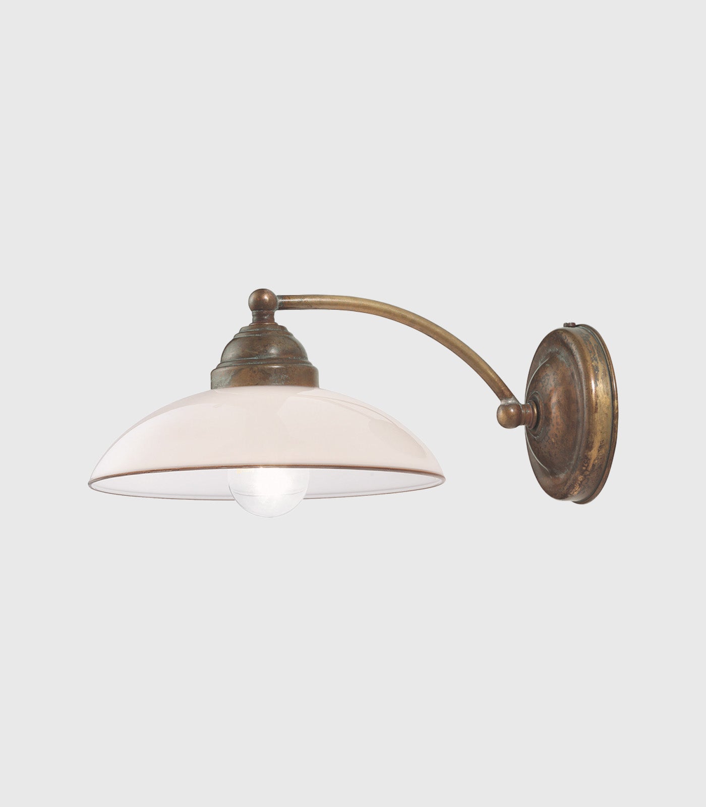 Country Short Curve Wall Light White & Antique Brass - IL.082.17.OV