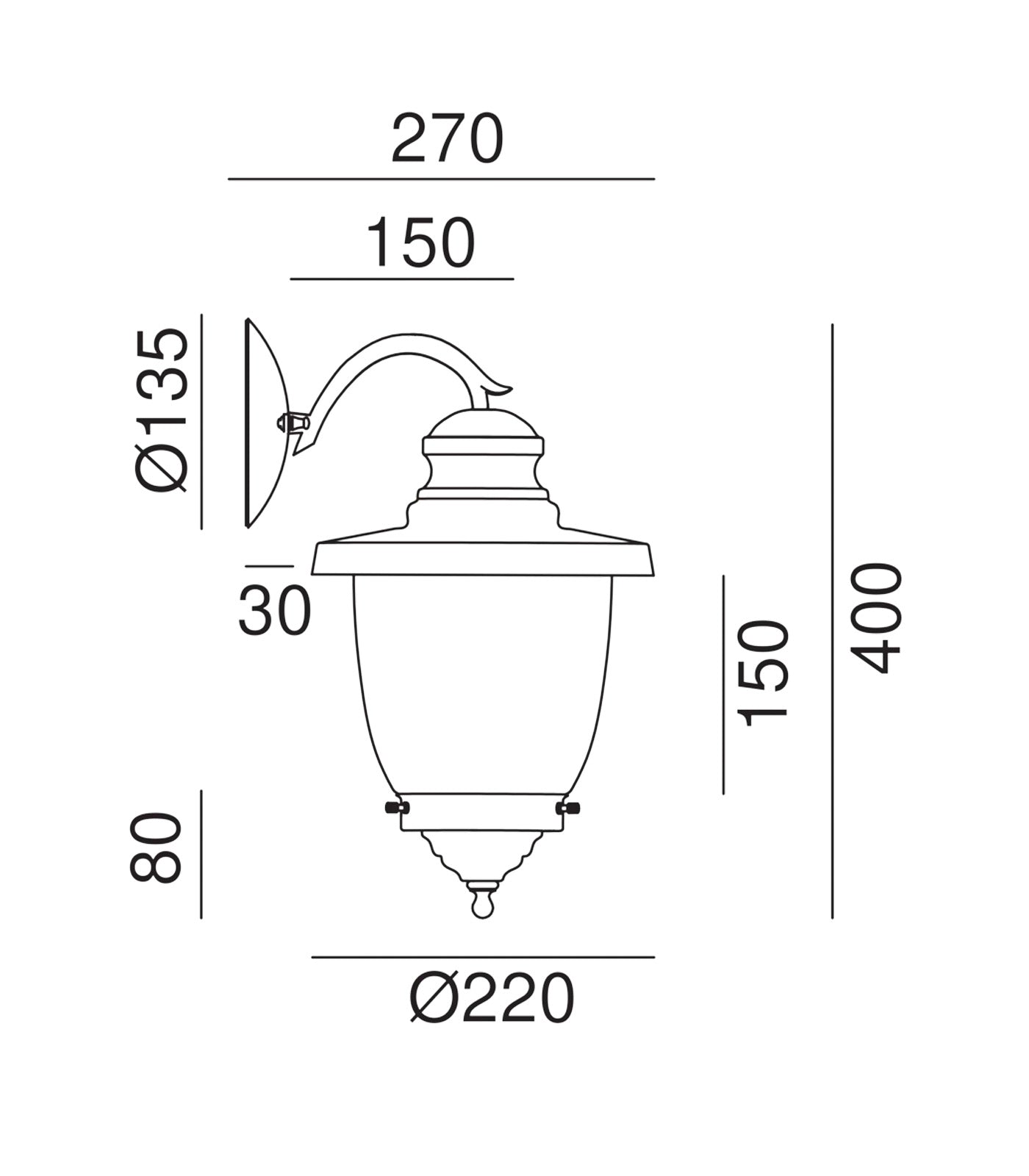 Venezia Downward Wall Light Antique Brass & Antique Copper - IL.248.09.ORT