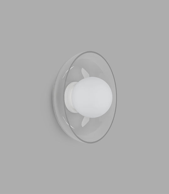 Orb Artisan Small Bathroom Vanity Light Clear & White - LR.i01.54f.M.CL + LR.i01.54M.WH + LR.A03.S.WH