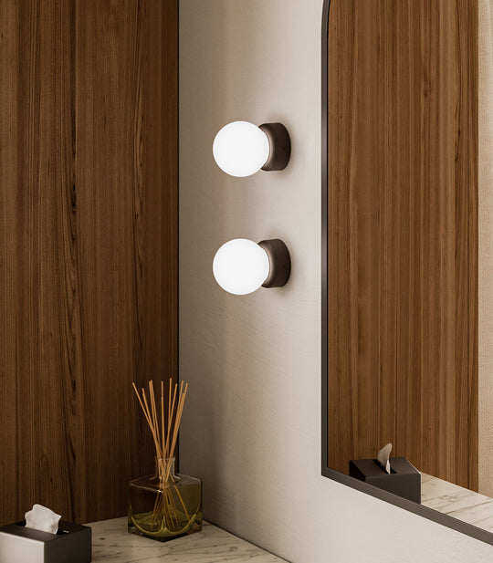 Orb Deco Medium Bathroom Vanity Light White & Iron - LR.i01.54d.IRN + LR.A03.M.WH