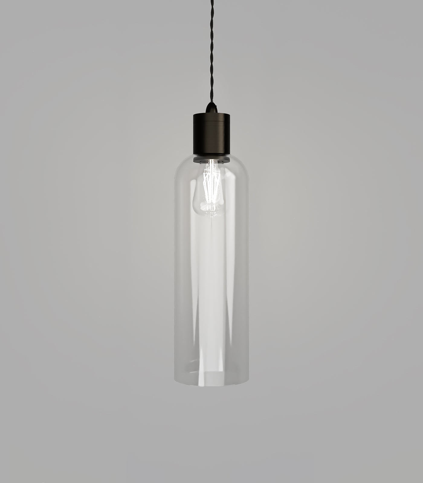 Parlour Elong Pendant Light Iron & Clear - LR.i02.25.IRN + LR.A01.007.CL