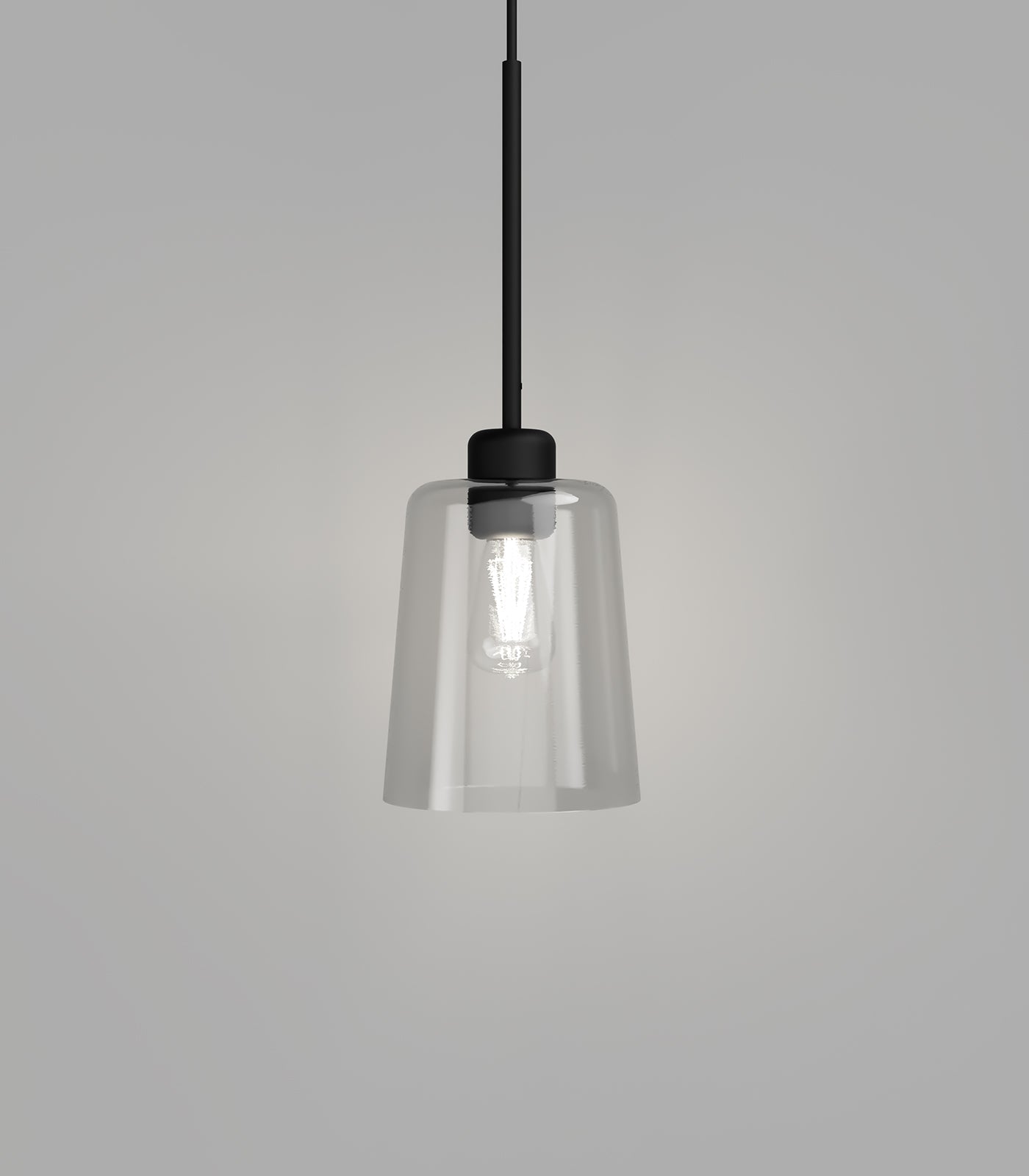 Parlour Lite Glass Pendant Light Black & Clear Round/Round - LR.i02.26.BL + LR.A01.003