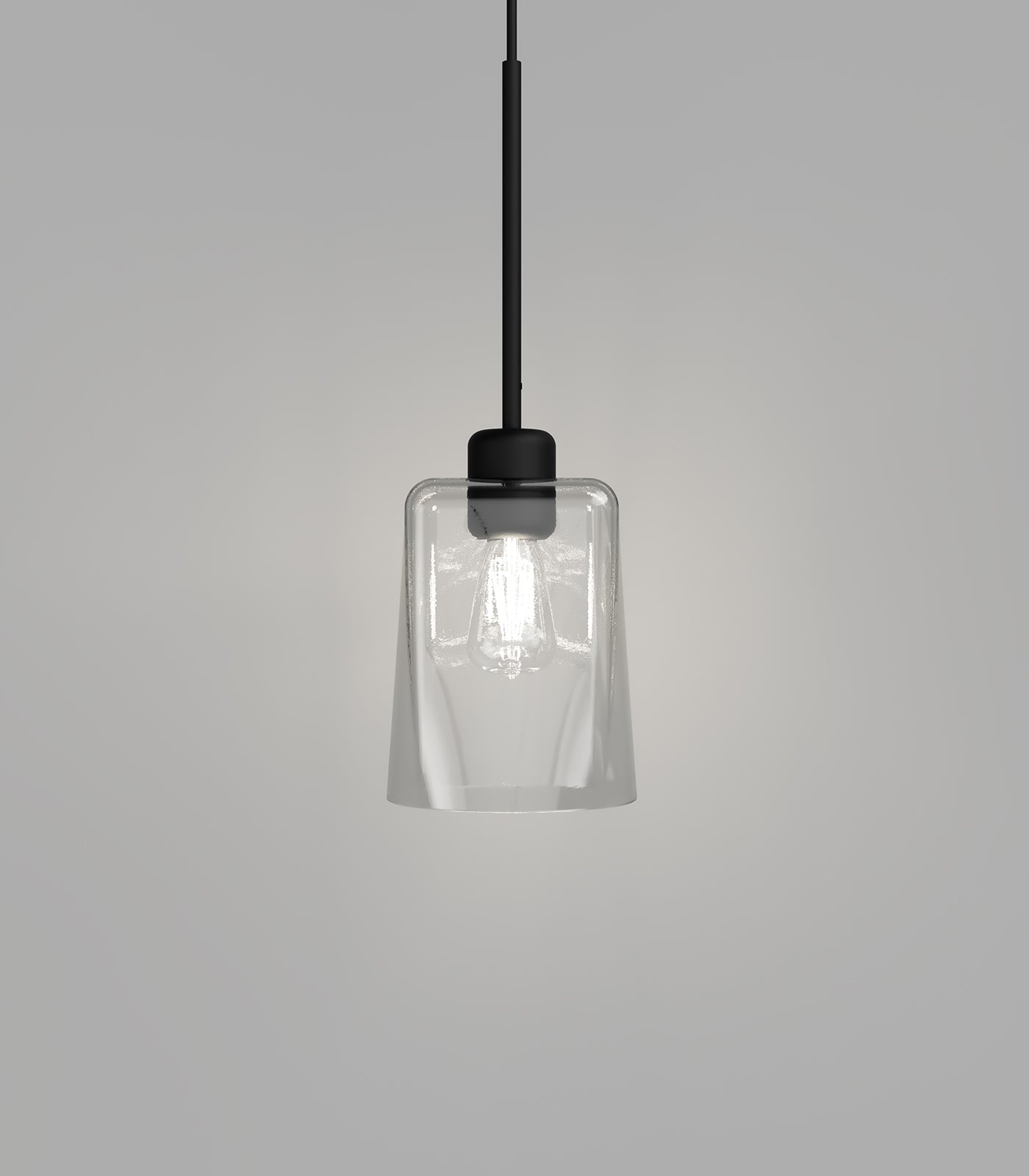 Parlour Lite Glass Pendant Light Black & Clear Square/Round - LR.i02.26.BL + LR.A01.002