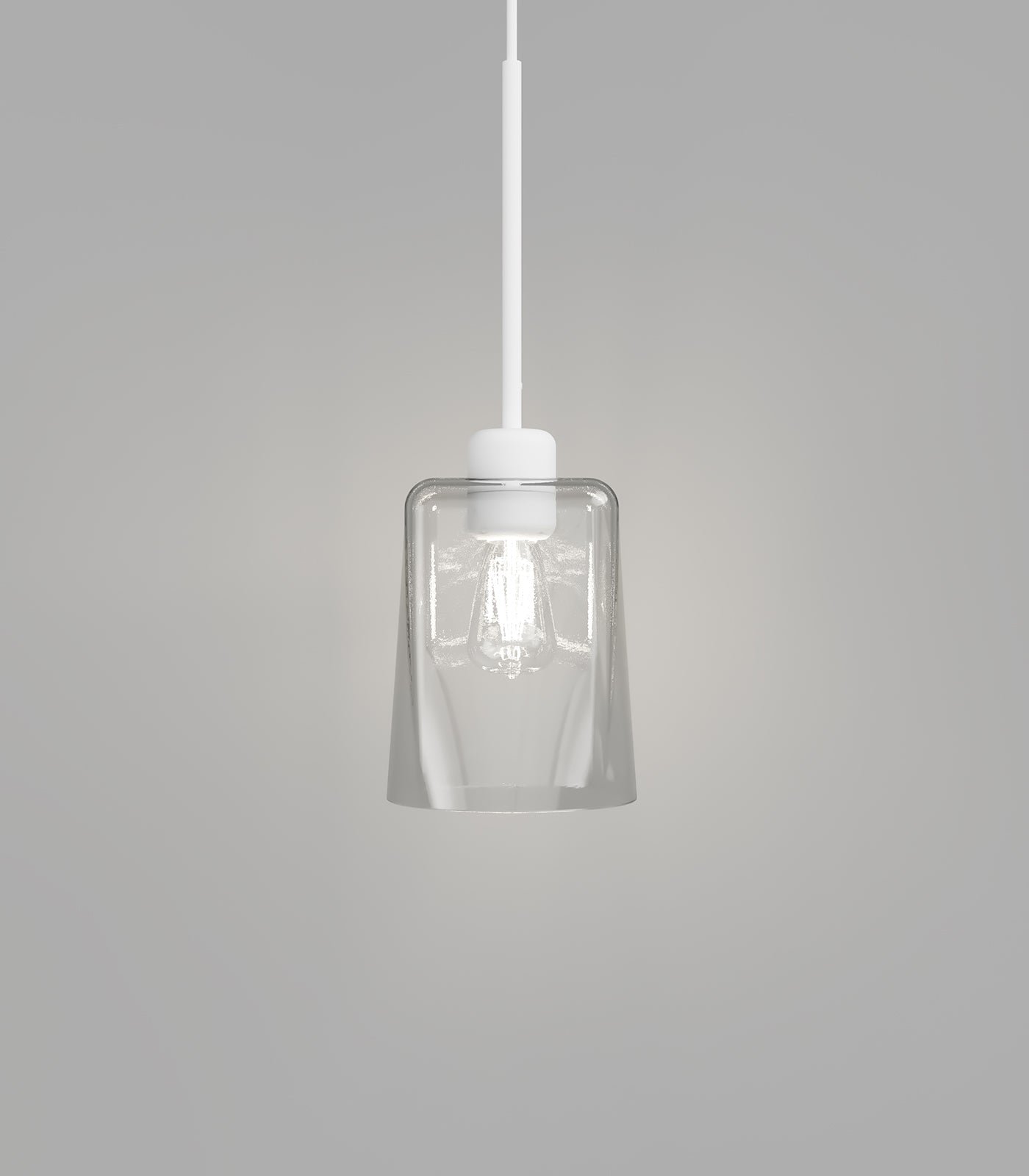 Parlour Lite Glass Pendant Light White & Clear Square/Round - LR.i02.26.WH + LR.A01.002