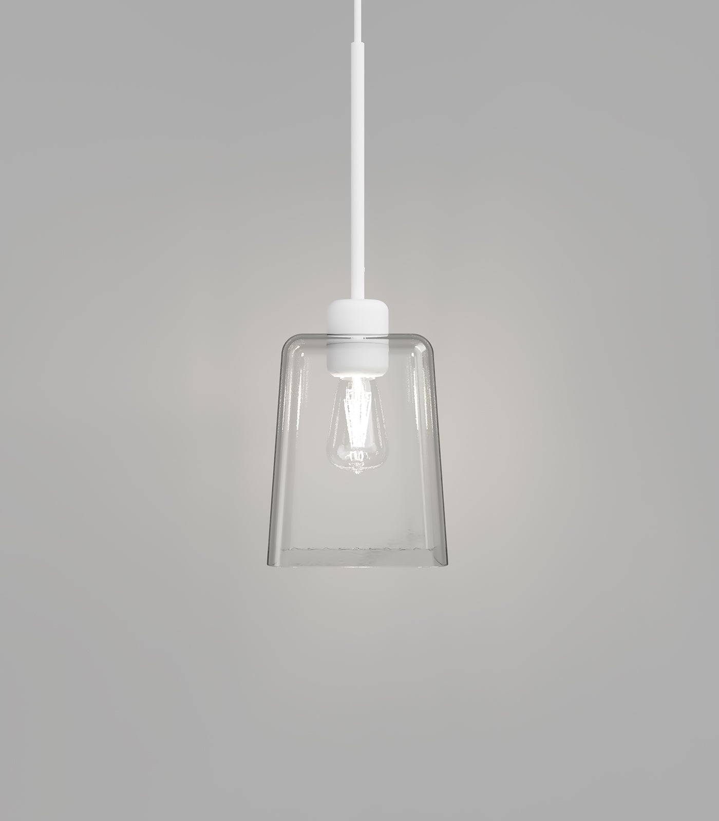 Parlour Lite Glass Pendant Light Whie & Clear Square/Square - LR.i02.26.WH + LR.A01.001