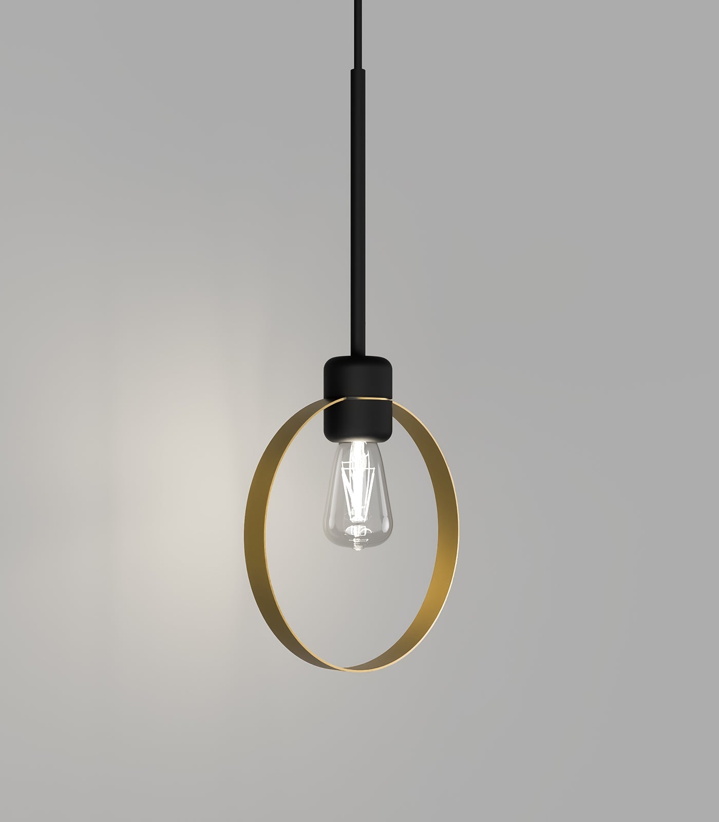 Parlour Lite Ring Pendant Light Black & Old Brass - LR.i02.26.BL + LR.A35.RNG.OB