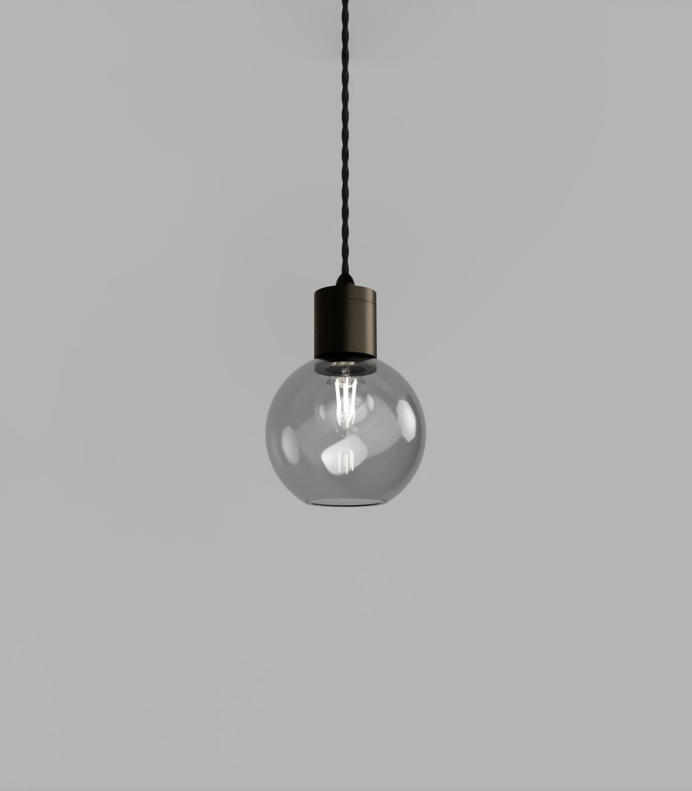 Parlour Sphere Pendant Light Iron & Smoke - LR.i02.25.IRN + LR.A01.004.SM