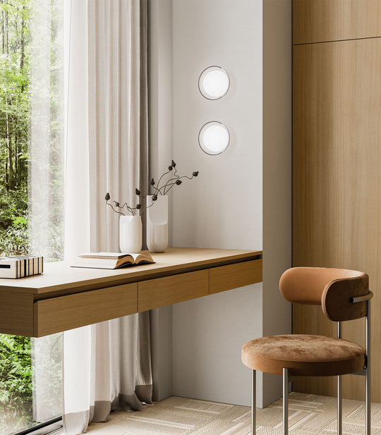 Dome Artisan Bathroom Vanity Light Clear & White - LR.i01.54f.M.CL + LR.i01.54M.WH + LR.A03.DM.WH