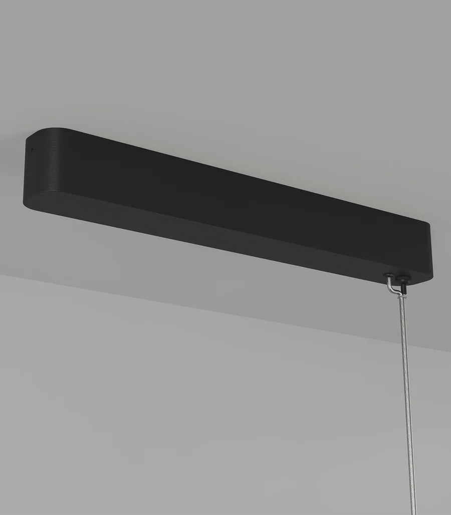 Edge Linear LED Pendant Light 25W 2700K Iron & Clear Ribbed - LR.i02.75.120.IRN + LR.A04.75.120.CL-RIB