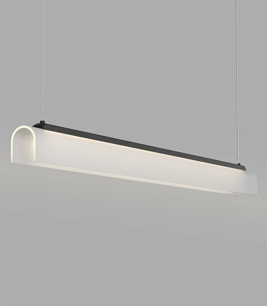 Edge Linear LED Pendant Light 25W 2700K Iron & Frosted Ribbed - LR.i02.75.120.IRN + LR.A04.75.120.FR-RIB