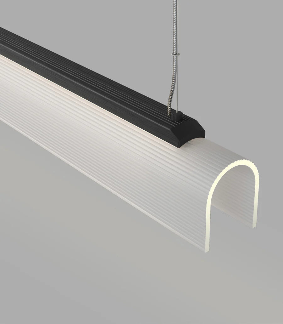 Edge Linear LED Pendant Light 25W 2700K Iron & Frosted Ribbed - LR.i02.75.120.IRN + LR.A04.75.120.FR-RIB