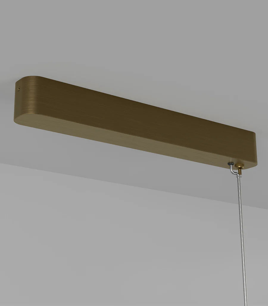 Edge Linear LED Pendant Light 25W 2700K Old Brass & Frosted Ribbed - LR.i02.75.120.OB + LR.A04.75.120.FR-RIB