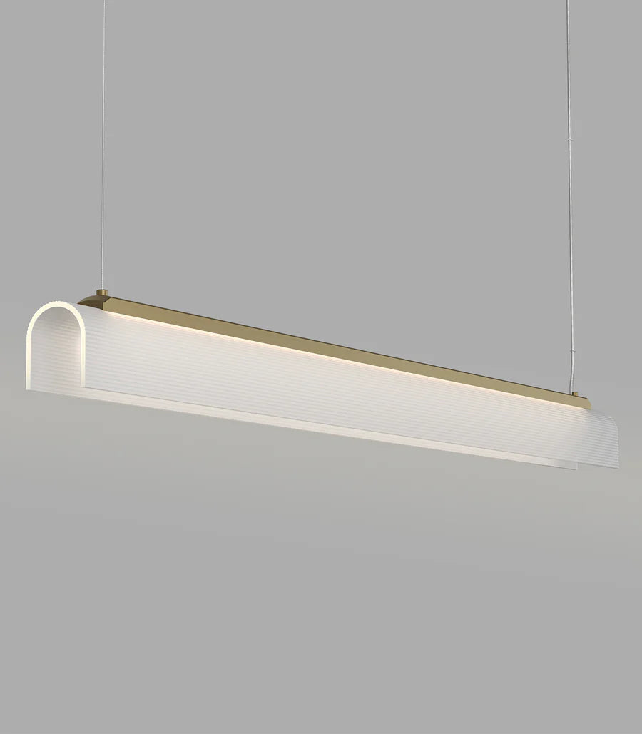 Edge Linear LED Pendant Light 25W 2700K Old Brass & Frosted Ribbed - LR.i02.75.120.OB + LR.A04.75.120.FR-RIB