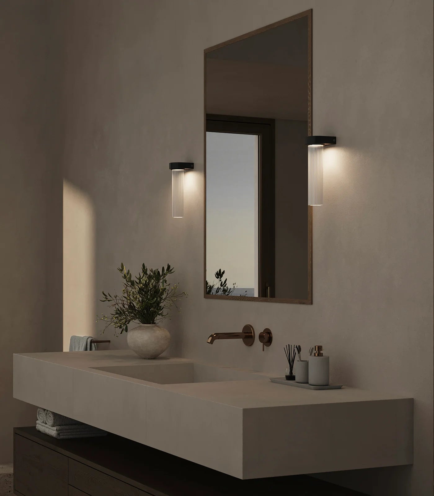 Edge LED Wall Light 4W 2700K Iron & Frosted Ribbed - LR.i01.75.IRN + LR.A05.001.FR-RIB