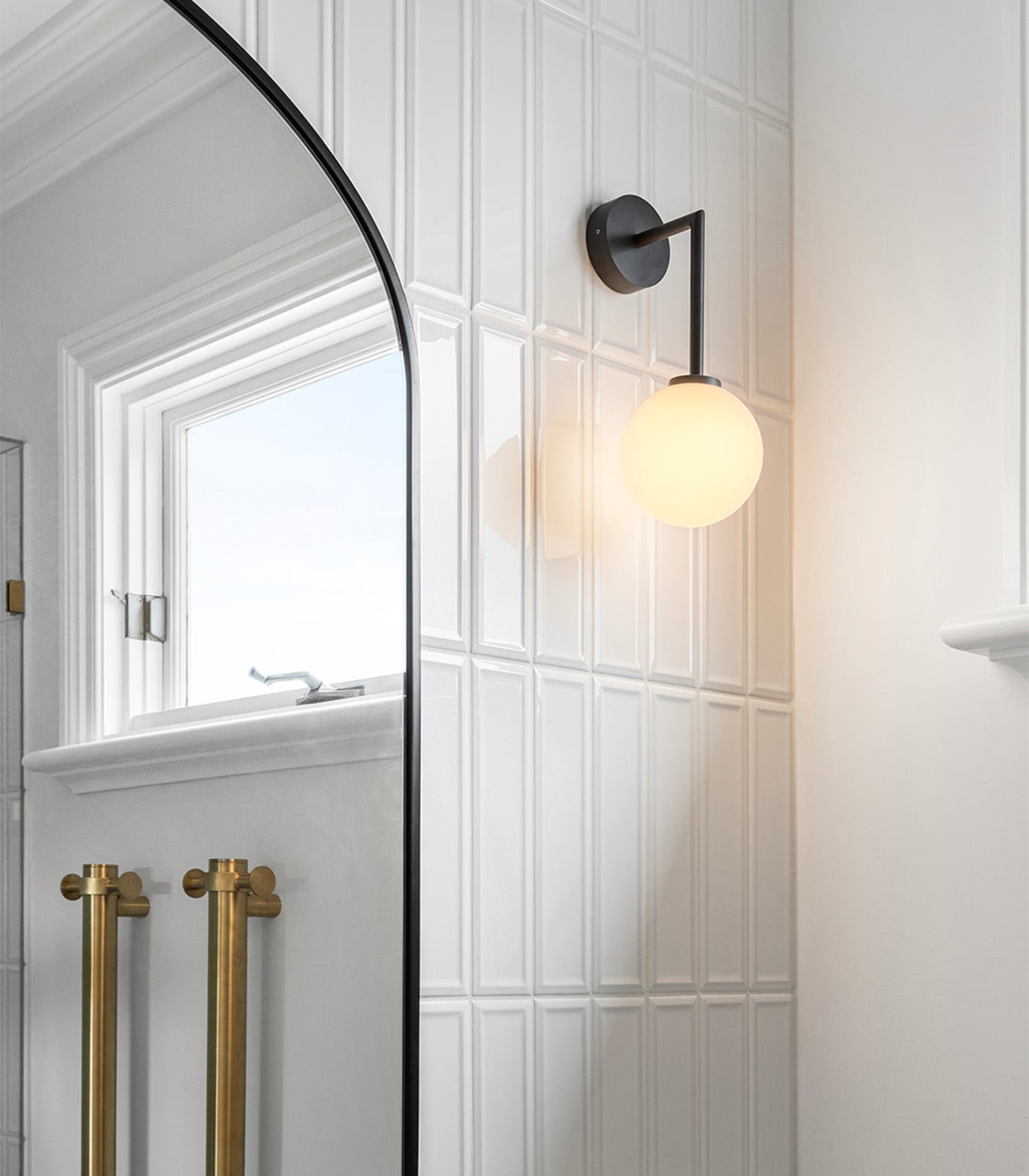 Orb 120mm Aluminium Dome Long Arm Wall Light Dark Bronze - LR.i01.54B.DB + LR.A03.M.WH