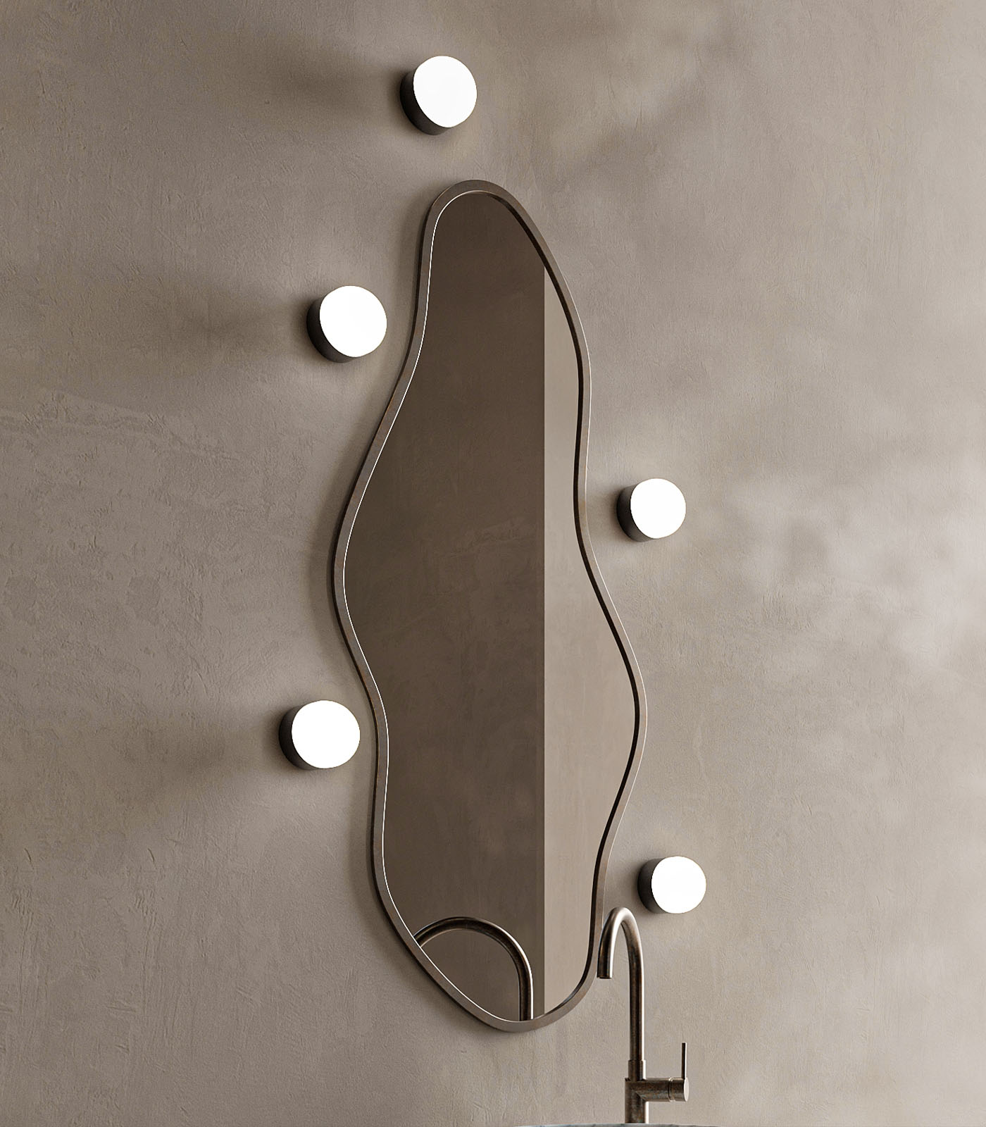 Orb Sur Mini Wall Light Iron & White - LR.i01.54e.S.IRN + LR.i01.54M.WH + LR.A03.S.WH