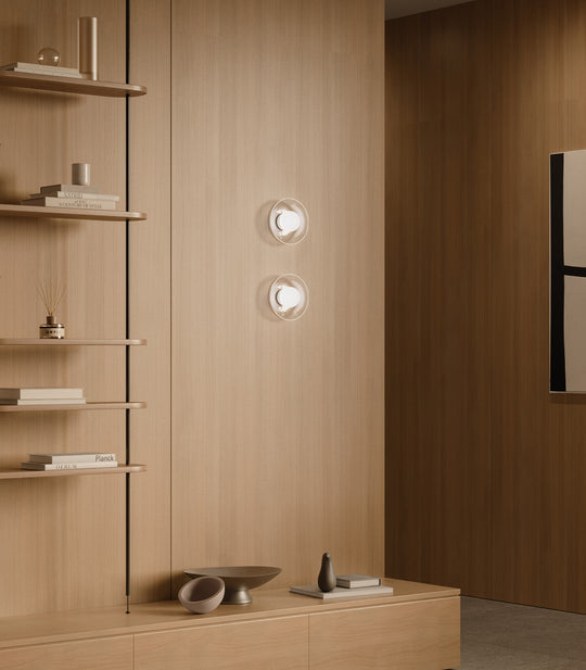 Orb Artisan Medium Bathroom Vanity Light Clear & White - LR.i01.54f.M.CL + LR.i01.54M.WH + LR.A03.M.WH