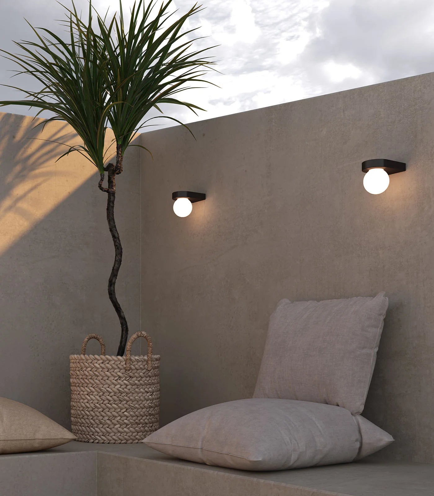 Orb Ledge Small Wall Light Old Bronze & White - LR.E01.54.DB + LR.A03.S.WH