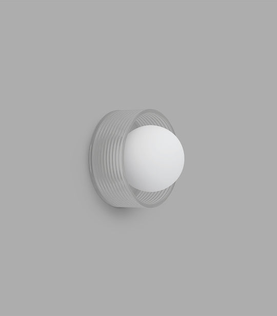 Orb Sur Ribbed Bathroom Vanity Light Clear & White - LR.i01.54e.R.CL + LR.i01.54M.WH + LR.A03.S.WH