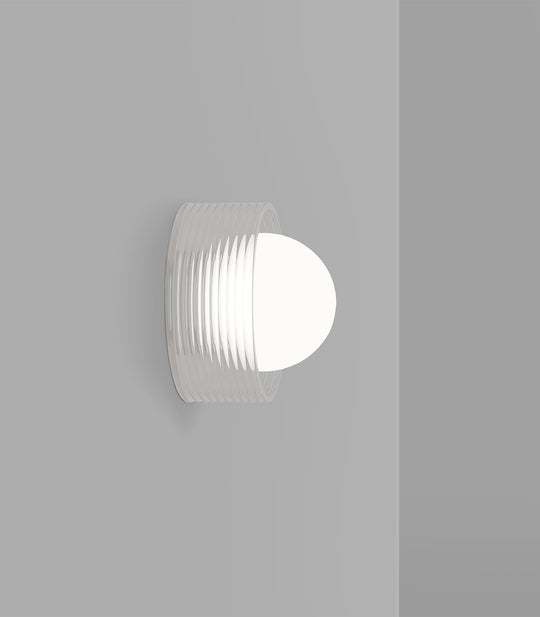 Orb Sur Ribbed Bathroom Vanity Light Clear & White - LR.i01.54e.R.CL + LR.i01.54M.WH + LR.A03.S.WH