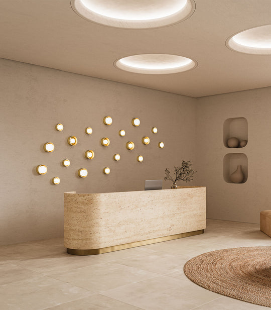 Dome Sur Bathroom Vanity Light White & Old Brass - LR.i01.54e.L.OB + LR.i01.54M.OB + LR.A03.DM.WH