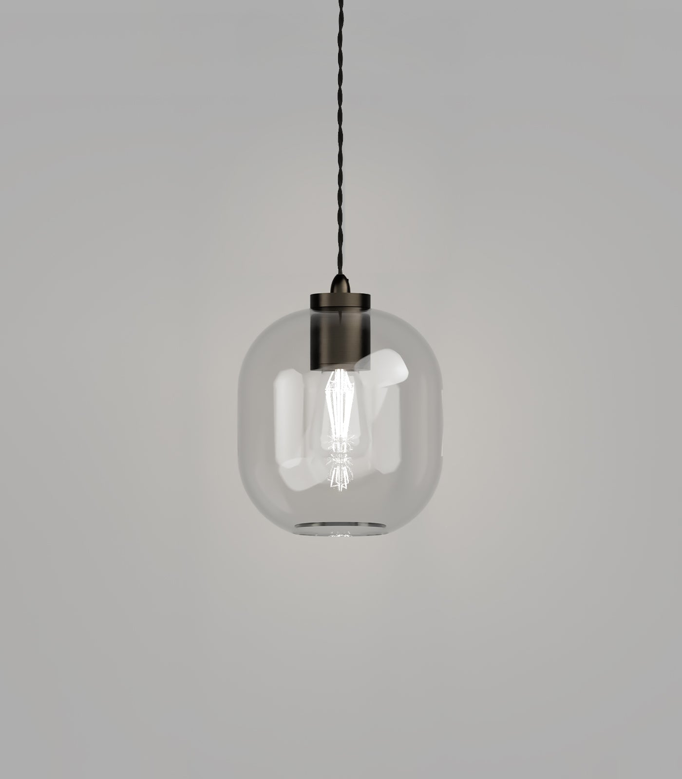 Parlour Curve Pendant Light Iron & Clear - LR.i02.25.IRN + LR.A01.006.CL