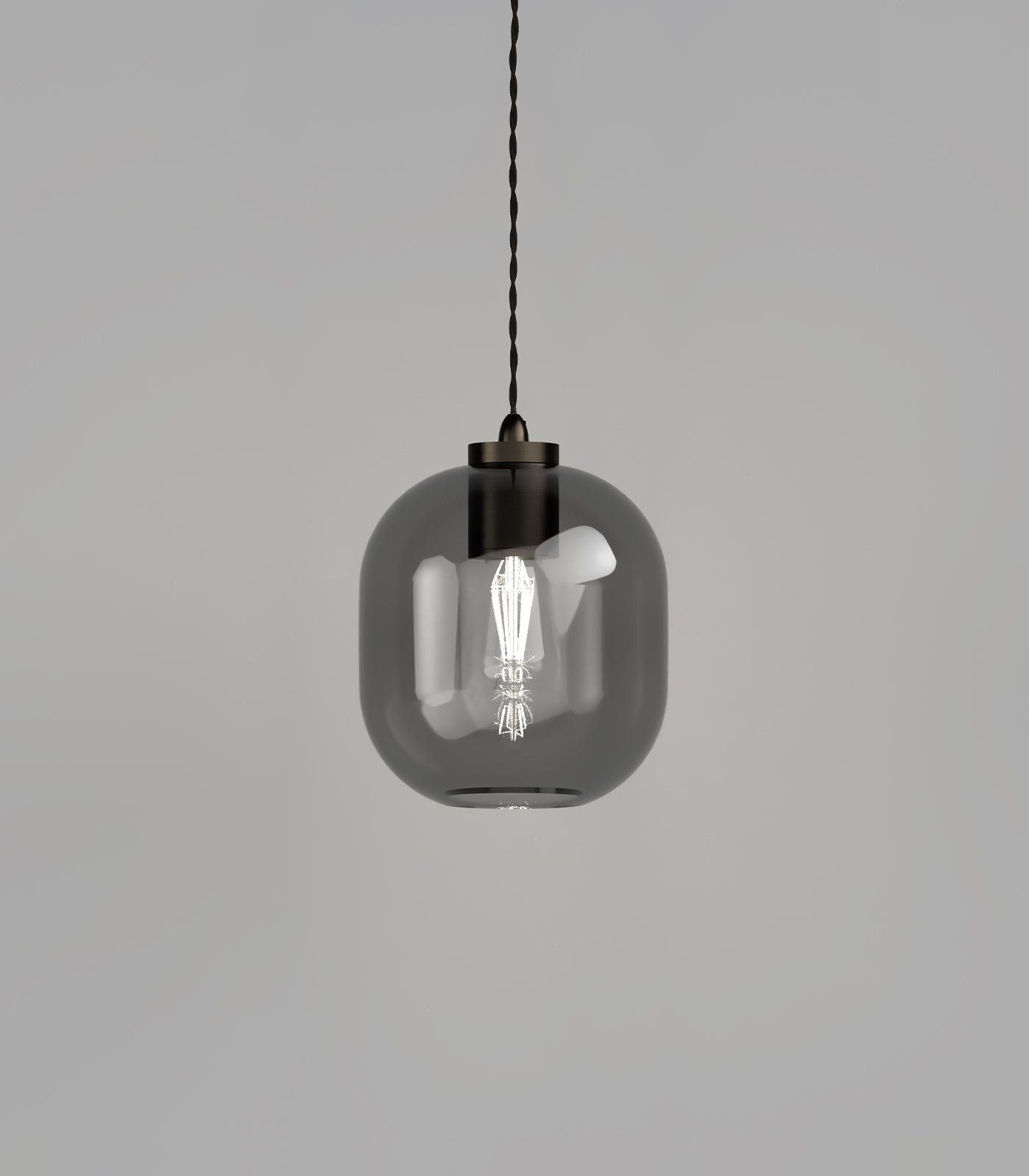 Parlour Curve Pendant Light Iron & Smoke - LR.i02.25.IRN + LR.A01.006.SM