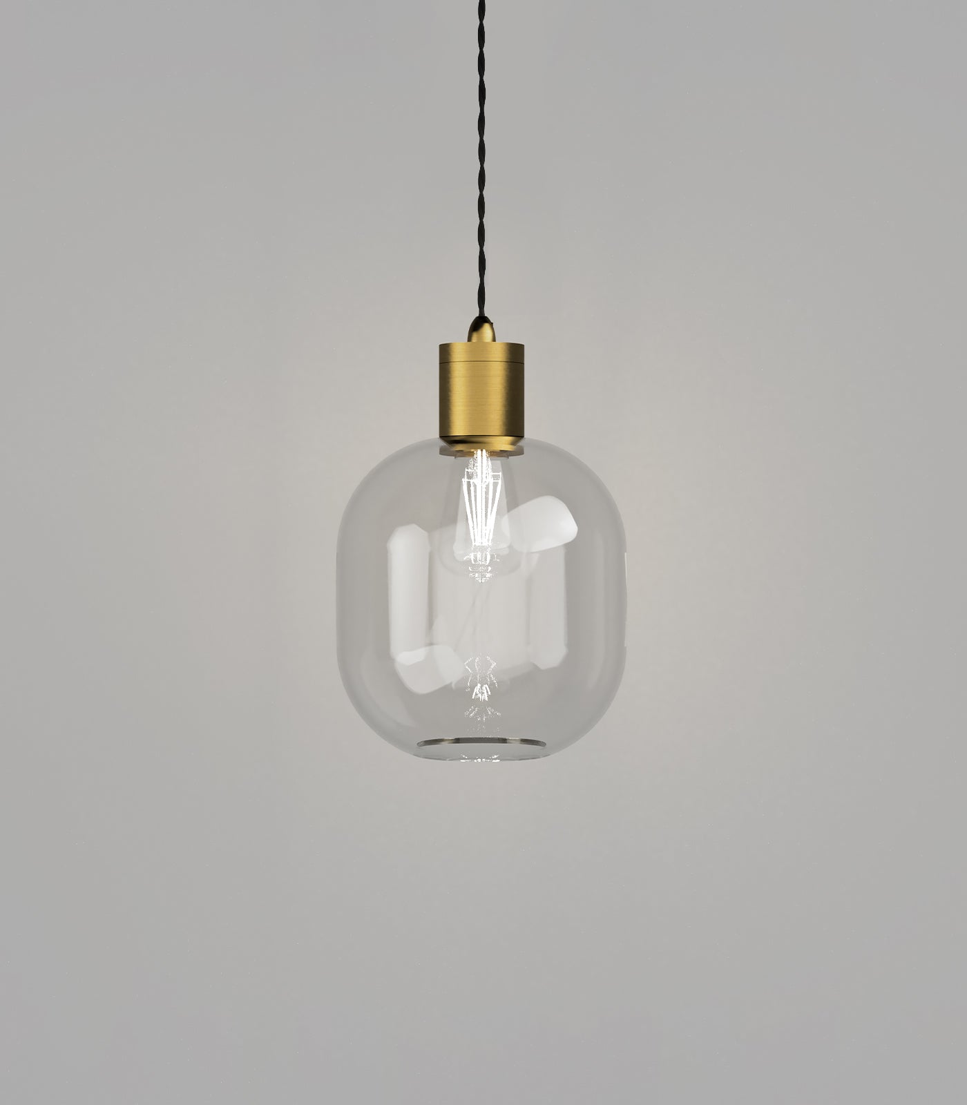 Parlour Curve Pendant Light Old Brass & Clear - LR.i02.25.OB + LR.A01.006.CL