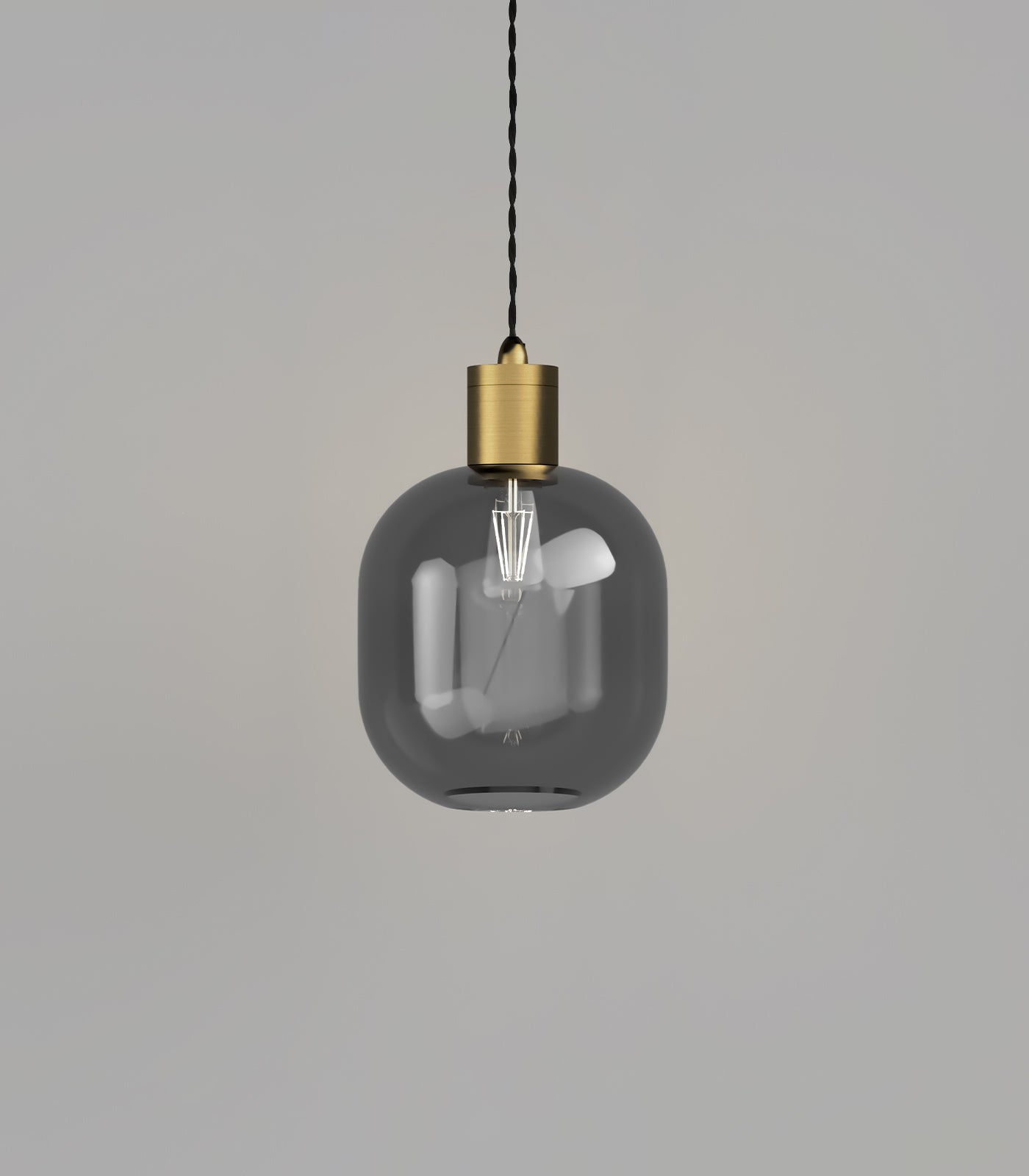 Parlour Curve Pendant Light Old Brass & Smoke - LR.i02.25.OB + LR.A01.006.SM