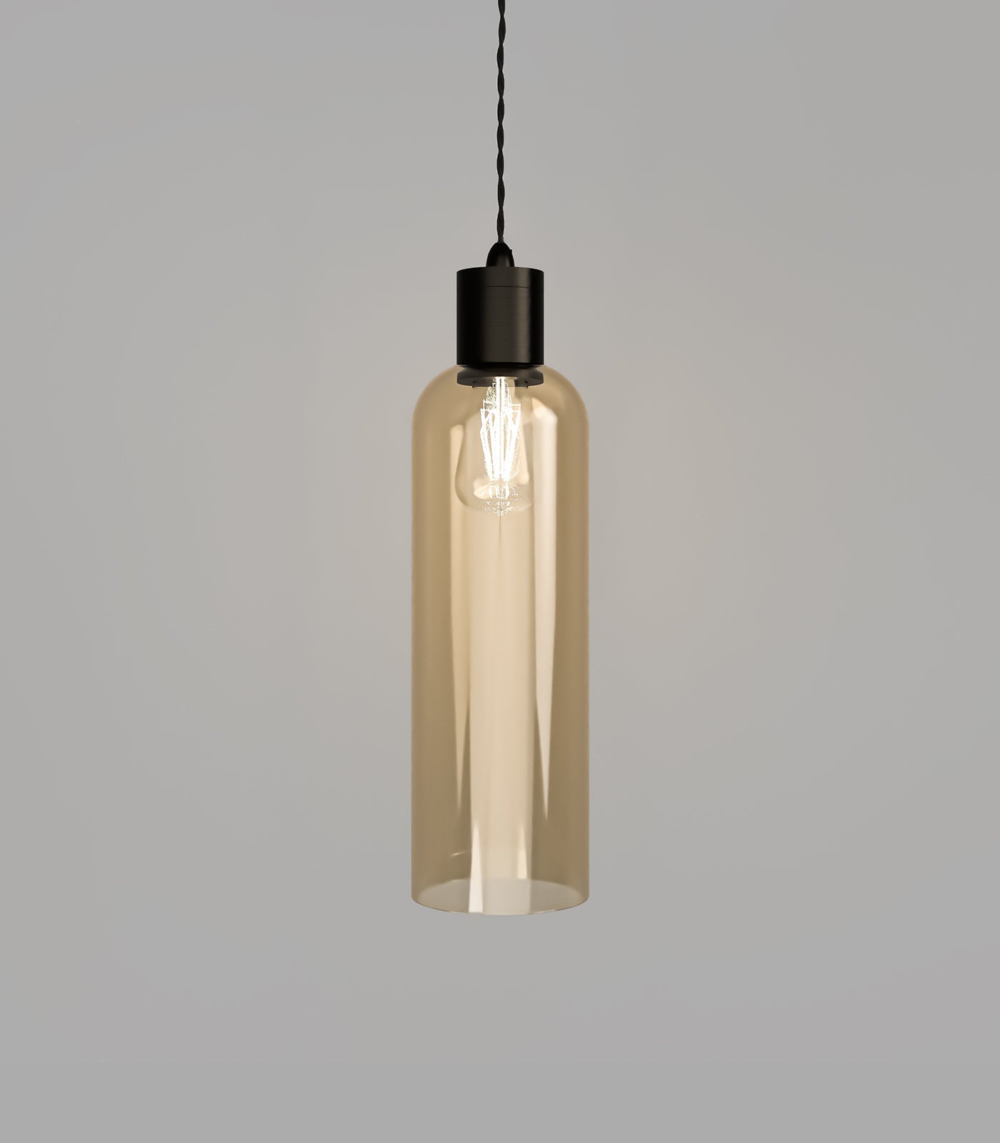 Parlour Elong Pendant Light Iron & Amber - LR.i02.25.IRN + LR.A01.007.AM