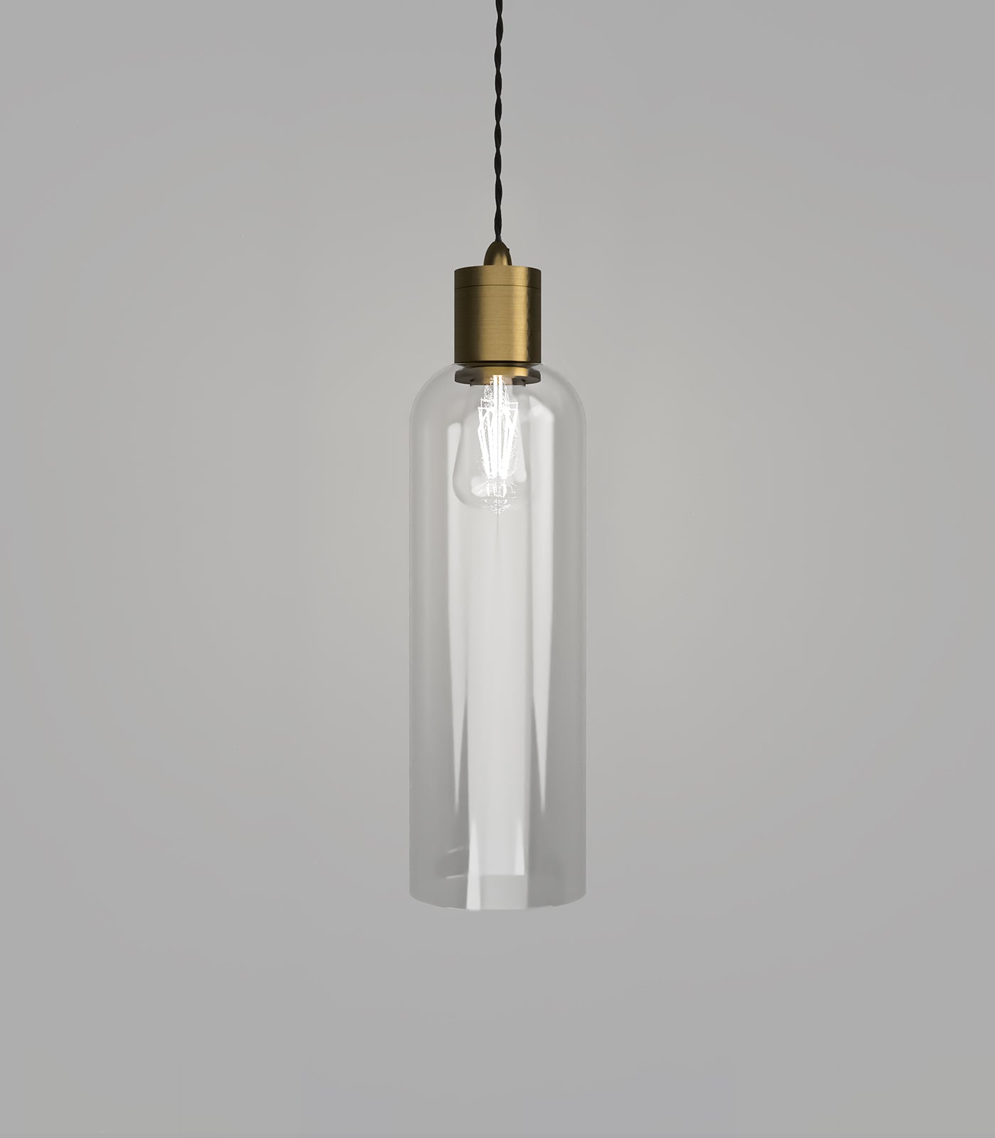 Parlour Elong Pendant Light Old Brass & Clear - LR.i02.25.OB + LR.A01.007.CL