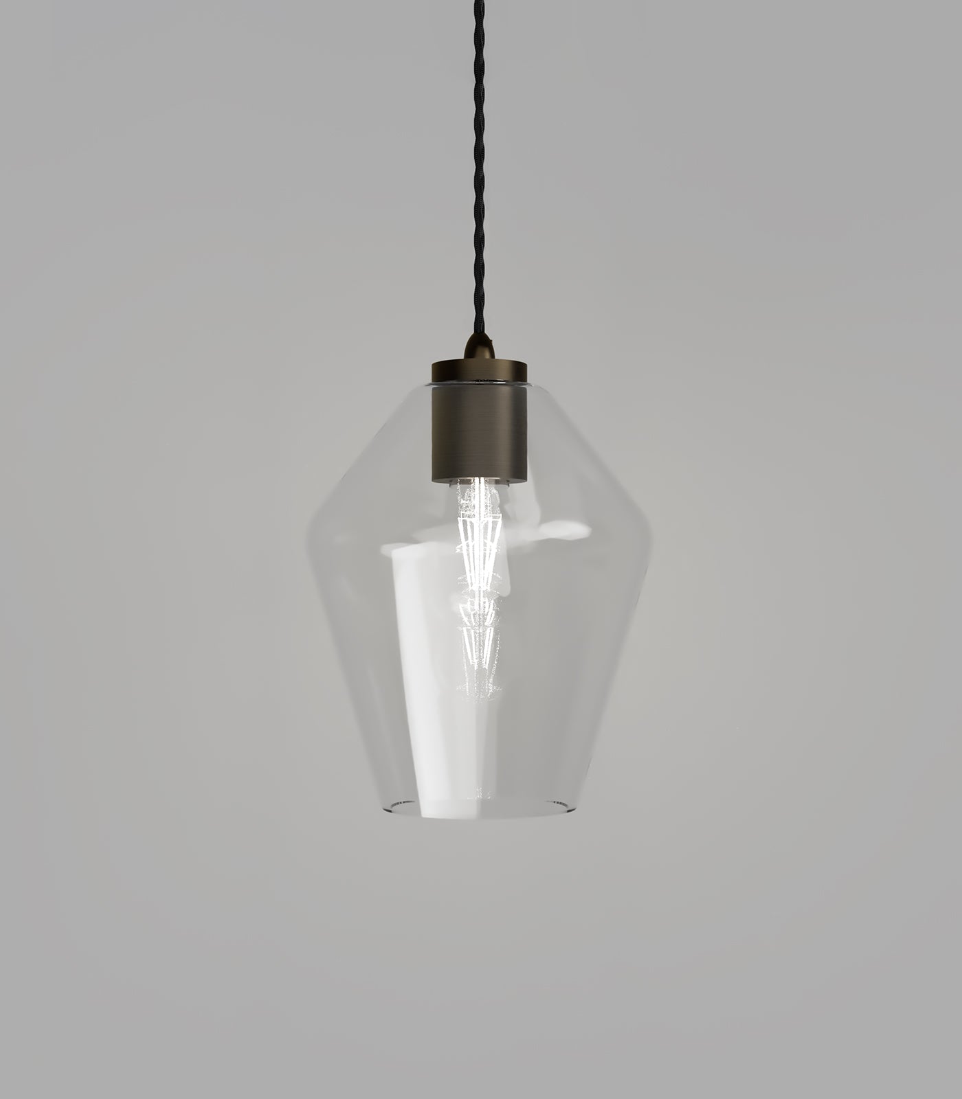 Parlour Geo Pendant Light Iron & Clear - LR.i02.25.IRN + LR.A01.005.CL