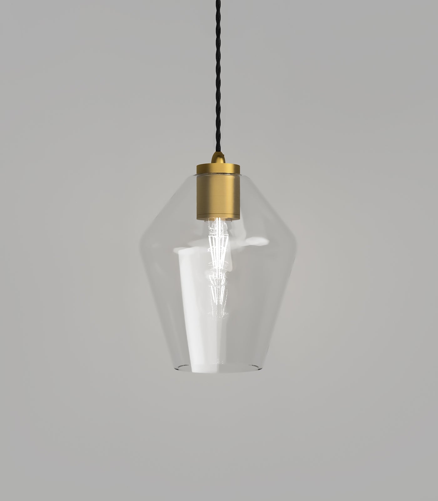 Parlour Geo Pendant Light Old Brass & Clear - LR.i02.25.OB + LR.A01.005.CL