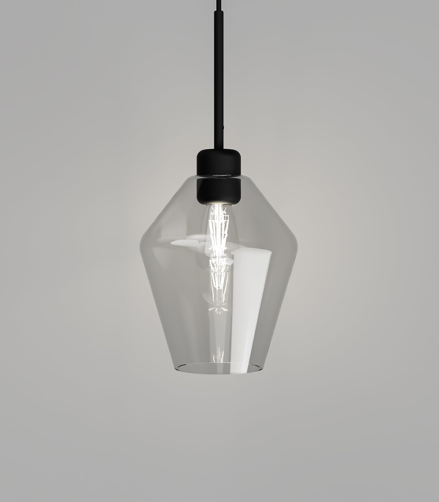 Parlour Lite Geo Pendant Light Black & Clear - LR.i02.26.BL + LR.A01.005.CL