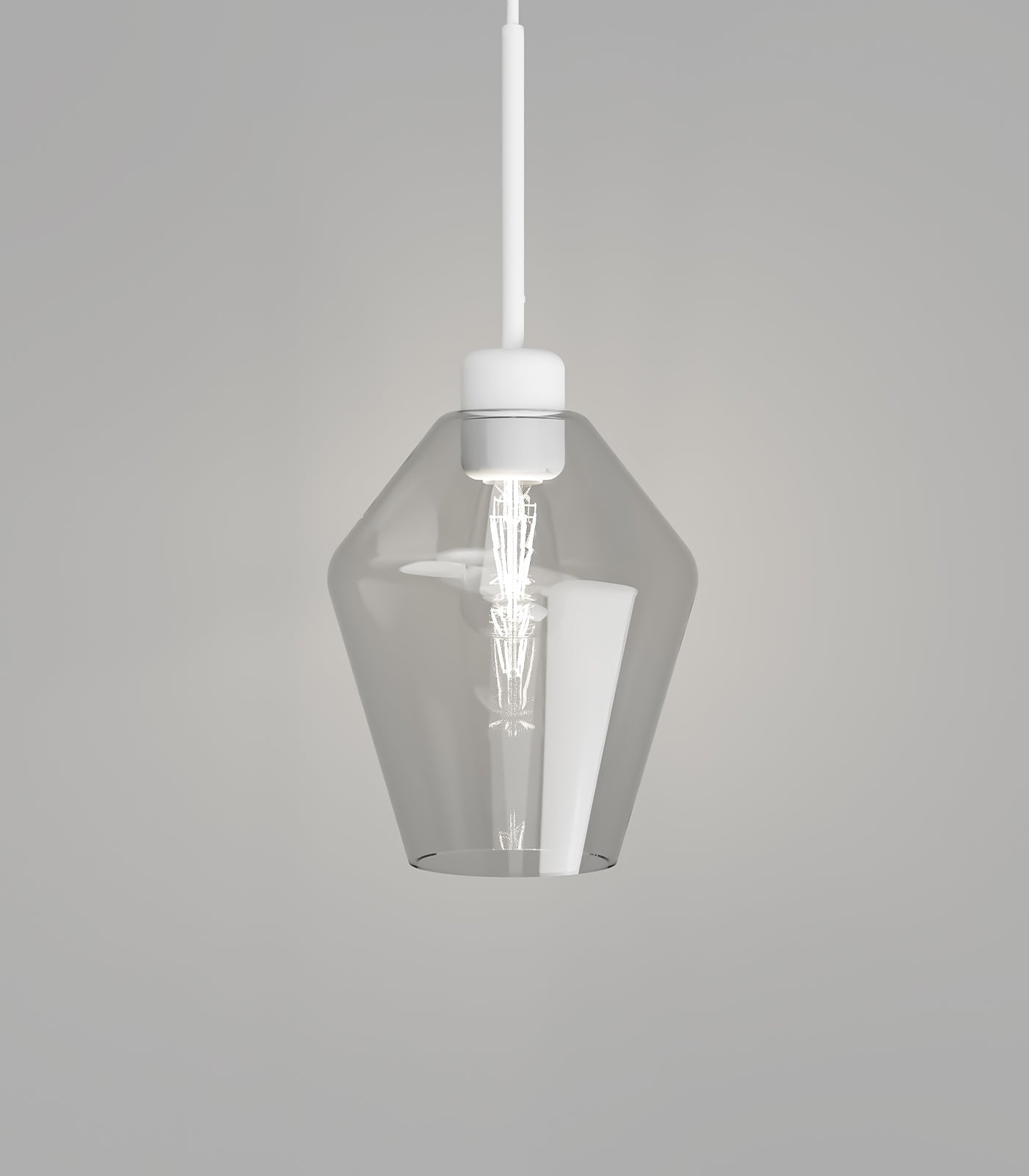 Parlour Lite Geo Pendant Light White & Clear - LR.i02.26.WH + LR.A01.005.CL