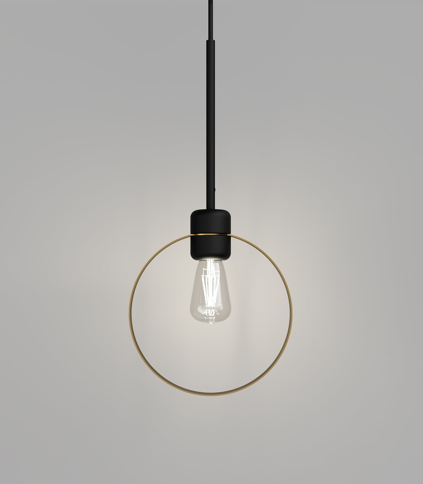 Parlour Lite Ring Pendant Light Black & Old Brass - LR.i02.26.BL + LR.A35.RNG.OB