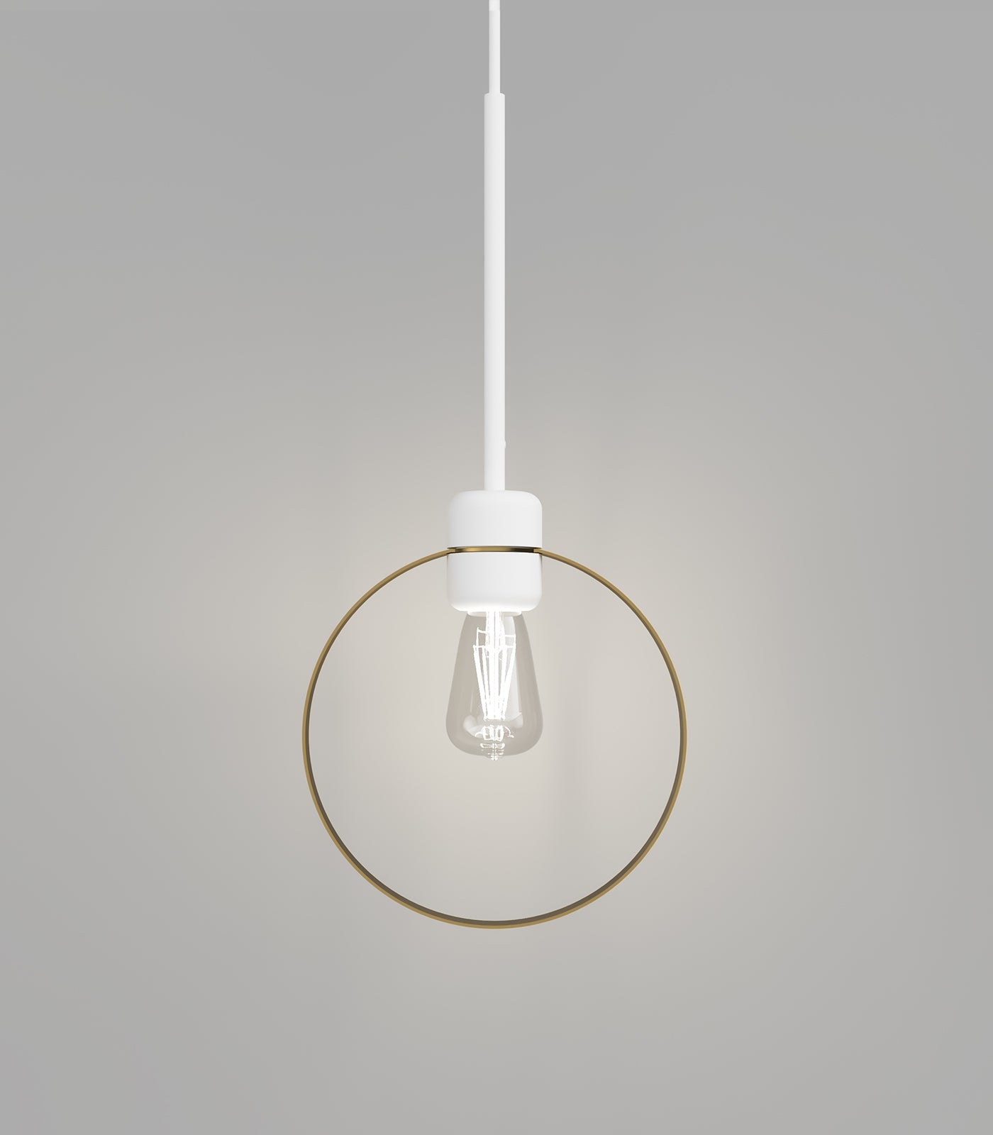 Parlour Lite Ring Pendant Light White & Old Brass - LR.i02.26.WH + LR.A35.RNG.OB